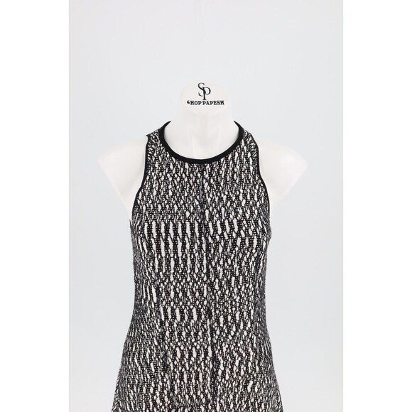 Derek Lam 10 Crosby Size 4 Asymmetrical Boucle Black White Woven Mini Dress - Picture 3 of 13